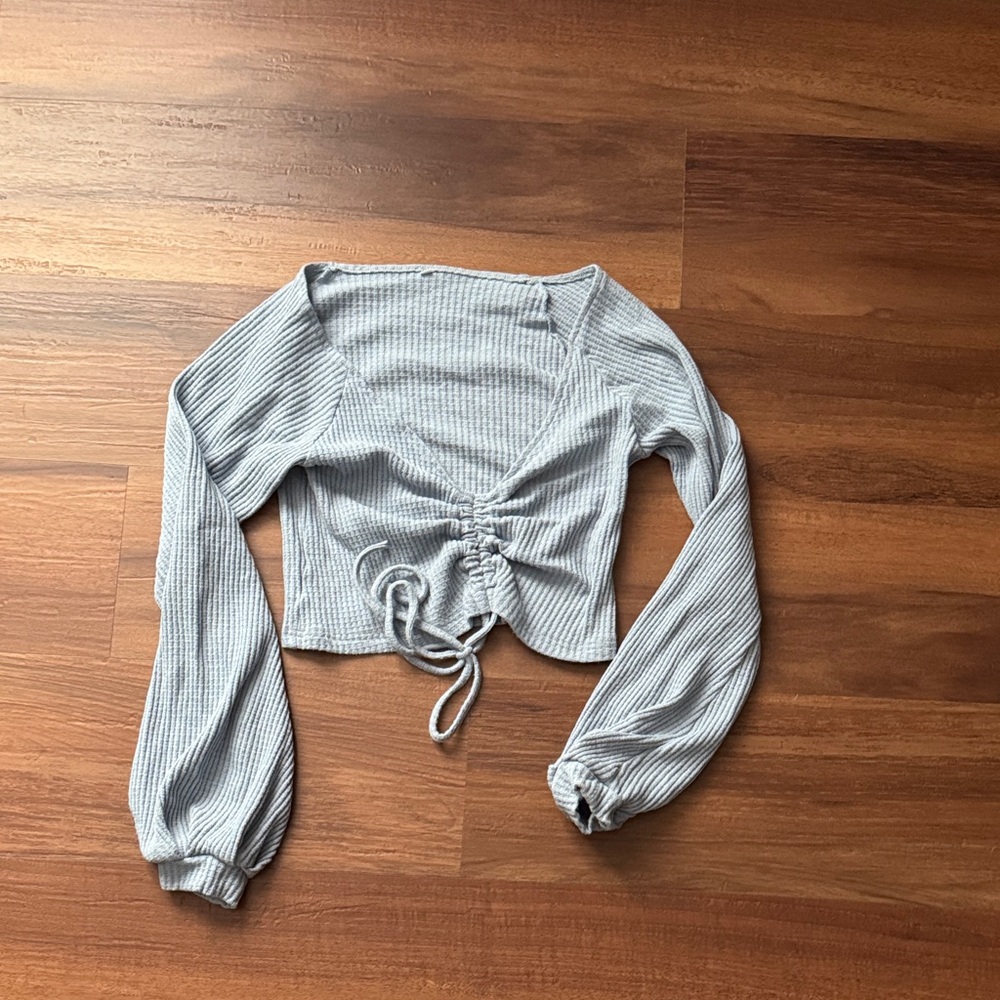 SHEIN Gray Ruched Crop Top